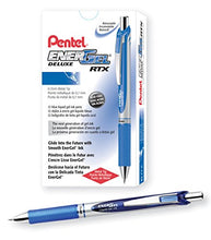 Load image into Gallery viewer, Pentel Gel Ink Pen, EnerGel RTX Gel Pens, 0.7 mm Metal Tip, Black/Silver Barrel, Blue Ink, 12 Each (BL77-C)
