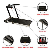 Load image into Gallery viewer, Sunny Health &amp; Fitness ASUNA Space Saving Treadmill, Motorized with Low Profile, Speakers &amp; Slim Folding - 8730,Black
