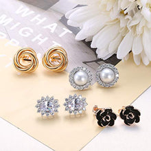 Load image into Gallery viewer, Udalyn 8 Pairs Clip Earrings for Women Fashion Rose Flower CZ Pearl Twist Knot Hypoallergenic Non Pierced Clip On Earrings Wedding Sets
