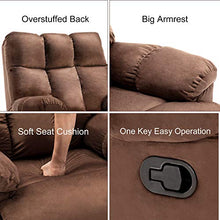 Load image into Gallery viewer, Bonzy Home Recliner Chair - Heavy Duty Manual Overstuffed Fabric Recliner - Home Theater Seating - Bedroom &amp; Living Room Chair Recliner Sofa (Chocolate)
