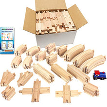 Load image into Gallery viewer, Tiny Conductors 67 Piece Wooden Train Track Set with Train Car, 100% Real Wood, Compatible with Thomas and All Other Major Brands Wooden Toy Railroad Sets (67-Piece)
