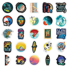 Load image into Gallery viewer, Surf Stickers 100pcs Bulon Waterproof Vinyl Surfboard Stickers Pack Surfing Gifts for Teens Mens Water Bottle Phone Office
