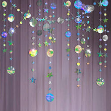 Load image into Gallery viewer, Cheerland Bling Bling iridescent Twinkle Star Garland Streamer Kit for Party Decorations Glitter Metallic Circle dot Garland Glittery Bunting Garlands Banner for Wedding Kids Room Birthday Baby Shower
