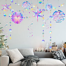 Load image into Gallery viewer, Ganory 29 Pieces Home Iridescent Party Supplies Kit with Hanging Honeycomb Ball Decorative Paper Fan Snowflake Garlands White Star Hanging Swirl Decorations for Birthday Wedding Party Decorations
