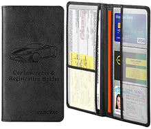 Load image into Gallery viewer, Car Registration and Insurance Card Holder，Tildosac Premium PU Leather Vehicle Glove Box Paperwork Wallet Case Document Organizer for Driver's License Key Information Cards With Magnetic Closure Black
