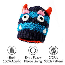 Load image into Gallery viewer, accsa Toddler Kids Boy Knit Winter Beanie Hat &amp; Glove Set Dino Monster Crocodile (Navy, 6-9 Years)
