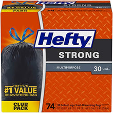 Load image into Gallery viewer, Hefty Strong Multipurpose Large Trash Bags, 30 Gallon, 74 Count
