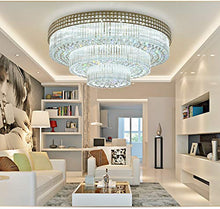 Load image into Gallery viewer, KALRI Modern K9 Crystal Chandelier Flush Mount LED Ceiling Light Fixture Pendant Lamp for Living Room Bar Shop (Dia 31.5'')
