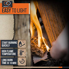 Load image into Gallery viewer, Nanoo and Bee Friendly Fire Starters with a Twist: Approx 45 Wood Fiber Wax Lighters Plus Wood Chips and Bag for Campfires, Fireplaces, BBQs, Smokers

