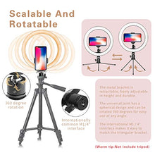 Load image into Gallery viewer, LED Ring Light 10" with Tripod Stand &amp; Phone Holder for Live Streaming &amp; YouTube Video, Dimmable Desk Makeup Ring Light for Photography, Shooting with 3 Light Modes &amp; 10 Brightness Level
