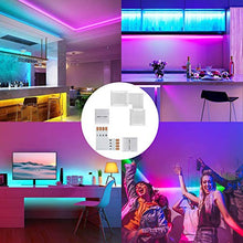 Load image into Gallery viewer, L Shape 4-Pin LED Connectors 10-Pack JACKYLED 10mm Wide Right Angle Corner Connectors Solderless Adapter Connector Terminal Extension with 22Pcs Clips for 3528/5050 SMD RGB 4 Conductor LED Light Strips
