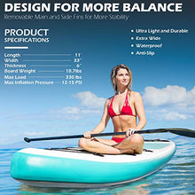 Load image into Gallery viewer, ADVENOR Paddle Board 11'x33 x6 Extra Wide Inflatable Stand Up Paddle Board with SUP Accessories Including Adjustable Paddle,Backpack,Waterproof Bag,Leash,and Hand Pump,Repair Kit (Green)
