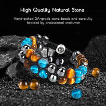 Load image into Gallery viewer, MOLANLY Triple Protection Father's Bracelet, Natural Stone Tiger Eye Beads Hematite and Black Obsidian 8mm Beads Crystal Jewelry Healing Bracelets Bring Luck Prosperity and Happiness
