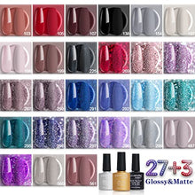 Load image into Gallery viewer, Lavender Violets 38 Pcs Gel Nail Polish Kit with 24W UV LED Lamp Dryer, Red Brown 27 Color Gel Polish, No Wipe Top Base Coat, All-In-One Manicure Kit for Beginner, Nail Design Salon Set B975
