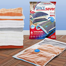 Load image into Gallery viewer, Spacesaver Premium Vacuum Storage Bags. 80% More Storage! Hand-Pump for Travel! Double-Zip Seal and Triple Seal Turbo-Valve for Max Space Saving! (Jumbo 6 Pack)
