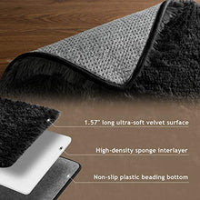 Load image into Gallery viewer, Ophanie Small Area Rug, 2 x 3 Feet Throw Rug, Fluffy Shag Fuzzy Soft Black Rugs for Bedroom, Plush Shaggy Bedside Indoor Floor Room Carpet for Kids Baby Teen Dorm Home Decor Aesthetic, Nursery

