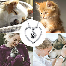 Load image into Gallery viewer, JXJL Heart Cremation Urn Necklace for Pet/Dog/Cat Ashes Keepsake Memorial Jewelry Paw Print Urn Pendant Necklace
