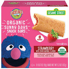 Load image into Gallery viewer, Earth's Best Organic Sesame Street Sunny Day Toddler Snack Bars with Cereal Crust, Strawberries, 8 Count Box
