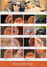 Load image into Gallery viewer, Turquoise Beads piercing Nose Hoop - 24 gauge very Thin Nose Hoop - 925 Sterling Silver Tiny Piercings Nose Rings hoop
