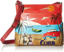 Load image into Gallery viewer, Anna by Anuschka Hand Painted Leather Women's Crossbody with Side Pockets, Viva Cuba
