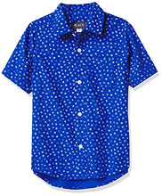 Load image into Gallery viewer, The Children's Place Boys' Short Sleeve Print Poplin Button Down Shirt, Quench Blue, X-Small
