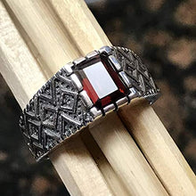 Load image into Gallery viewer, Natural 2ct Pyrope Garnet 925 Sterling Silver Men's Ring Size 7, 7.75, 8, 8.25, 9.75, 10, 10.25, 10.75, 11, 11.25, 11.75, 12, 12.25
