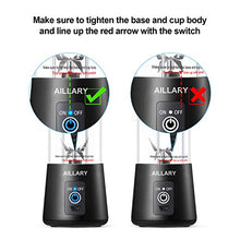 Load image into Gallery viewer, Portable Blender, Aillary Personal Size Blender Shakes and Smoothies,Six Blades Household Fruit Mixer,13oz Mini Battery Cordless Travel Jucier Cup USB Rechargeable (Black)
