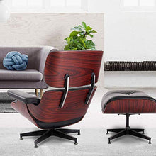 Load image into Gallery viewer, Mid Century Lounge Chair and Ottoman, Expanded Size Classic Modern Chair, Top Grain Leather Palisander Wood, Heavy Duty Base Support for Living Room, Study, Lounge, Office
