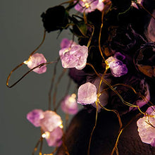 Load image into Gallery viewer, MIYA LIFE Natural Amethyst Raw Stones LED Decorative String Lights 10ft 40 Lights with Remote for Mother's Day Tent Wedding Valentine's Day Present Bedroom Christmas Party Birthday Ornament
