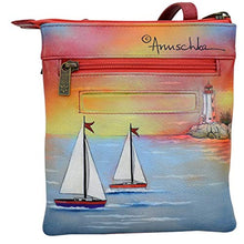 Load image into Gallery viewer, Anuschka Women's Hand Painted RFID Blocking Triple Compartment Travel Organizer - Guiding Light
