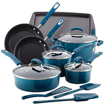 Load image into Gallery viewer, Rachael Ray Brights Nonstick Cookware Pots and Pans Set, 14 Piece, Marine Blue

