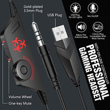 Load image into Gallery viewer, BENGOO V-4 Gaming Headset for Xbox One, PS4, PC, Controller, Noise Cancelling Over Ear Headphones Mic, LED Light Bass Surround Soft Memory Earmuffs for Computer Laptop Mac Nintendo Switch -Red
