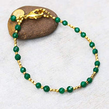Load image into Gallery viewer, Green onyx beads bracelet and gold 22k plated on brass beads
