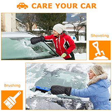 Load image into Gallery viewer, AGOESH Ice Scraper with Mitt for Car Windshield Snow Scrapers and Brush Waterproof Snow Remover Glove Lined of Thick Fleece Keep Hand Warm Black 2 Pack
