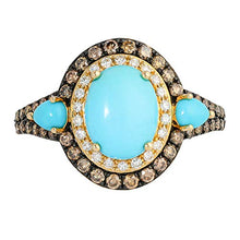 Load image into Gallery viewer, Effy Jewelry Turquoise &amp; Diamond Statement Ring in 14K Yellow Gold, 3.78 TCW HRY0I589UF
