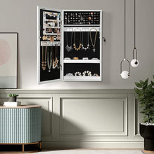 Load image into Gallery viewer, SONGMICS Lockable Jewelry Cabinet Armoire with Mirror, Wall-Mounted Space Saving Jewelry Storage Organizer, White UJJC51WT
