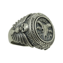 Load image into Gallery viewer, Aries Skull Zodiac Sign Sterling Silver 925 Biker MenS Ring Masonic
