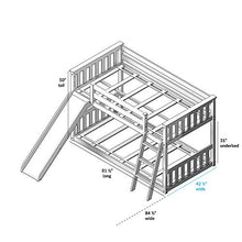 Load image into Gallery viewer, Max &amp; Lily Low Bunk Bed with Slide and Blue Curtains, Twin, Clay
