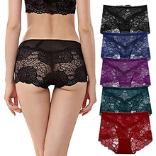 Load image into Gallery viewer, Pholeey Womens Sexy Underwear Lace Panties High Waisted Plus Size Ladies Brief for Women 5-Pack
