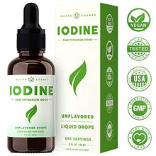 Load image into Gallery viewer, Iodine Drops (1-2 Year Supply) Vegan Liquid Iodine Supplement Solution - Supports Thyroid Health, Hormones &amp; Weight - Tasteless, Higher Absorption Than Tablets - Iodine Tincture 590 Servings
