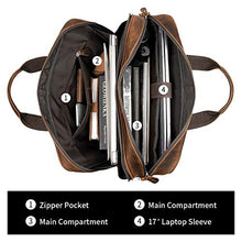 Load image into Gallery viewer, Augus Business Travel Briefcase Genuine Leather Duffel Bags for Men Laptop Bag fits 15.6 inches Laptop YKK Metal Zipper (Dark brown)
