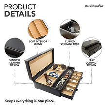 Load image into Gallery viewer, Stock Your Home Watch Box with Valet Drawer for Dresser - Mens Jewelry Box with Multiple Compartments - Jewelry Case Display Organizer for Mens Jewelry Watches, Men's Storage Boxes Holder
