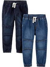 Load image into Gallery viewer, Simple Joys by Carter's Toddler Boys' Pull-On Denim Pant, Pack of 2, Denim/Dark Denim, 4T
