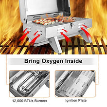 Load image into Gallery viewer, ROVSUN Portable Propane Gas Grill 12,000BTU, Tabletop Outdoor Cooking Grill for Picnic Camping Tailgating Patio Garden BBQ, Stainless Steel
