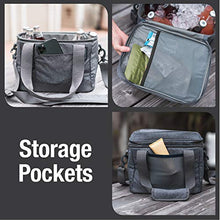 Load image into Gallery viewer, CleverMade Collapsible Soft Cooler Bag Tote - Insulated 30 Can Leakproof Small Cooler Box with Bottle Opener and Shoulder Strap for Lunch, Beach, and Picnic - Grey
