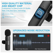 Load image into Gallery viewer, Wireless Lavalier Microphone for iPhone iPad, Plug-Play Wireless Mic for Recording, Live Stream, YouTube, TikTok, Facebook, Noise Reduction Auto-Sync
