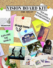 Load image into Gallery viewer, Vision Board Kit for Adults: Clip Art, Word Quotes, &amp; Picture Supplies | Creative Motivational Visualization Journal | Law of Attraction Guide | Soft Cover | 8.5x11 (Vision, Set, Goal Trackers)
