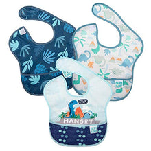 Load image into Gallery viewer, Bumkins SuperBib, Baby Bib, Waterproof, Washable Fabric, Fits Babies and Toddlers 6-24 Months - Hangry, Dinosaurs, Blue Tropic (3-Pack)
