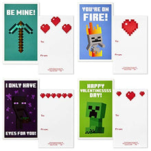 Load image into Gallery viewer, Hallmark Valentines Day Cards for Kids and Mailbox for Classroom Exchange, Minecraft (1 Box, 32 Valentine Cards, 35 Stickers, 1 Teacher Card), 5VBX2957
