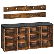 Load image into Gallery viewer, HOOBRO Shoe Storage Bench with Cushion, 39.4" Hall Tree, Coat Rack, Entryway Bench, 12 Cubbies, Holds up to 330 lb, Shoe Rack, Storage Cabinet for Bedroom, Hallway, Rustic Brown BF112HX01G1
